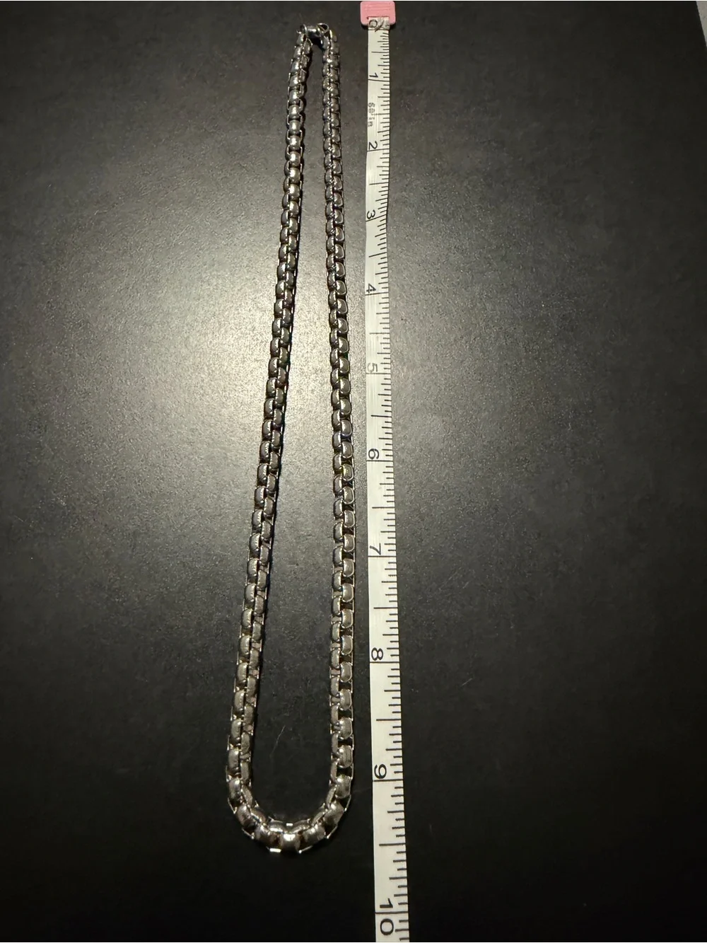 Men's Silver Link Necklace - Polished Stainless Steel